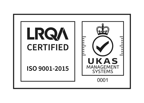 LRQA Certified — ISO 9001:2015, UKAS Management Systems 0001